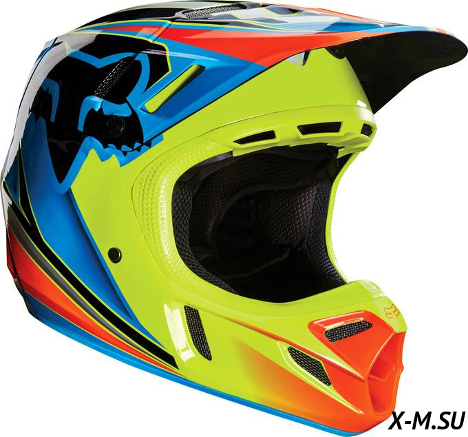 Мотошлем Fox V4 Race Helmet Blue/Yellow