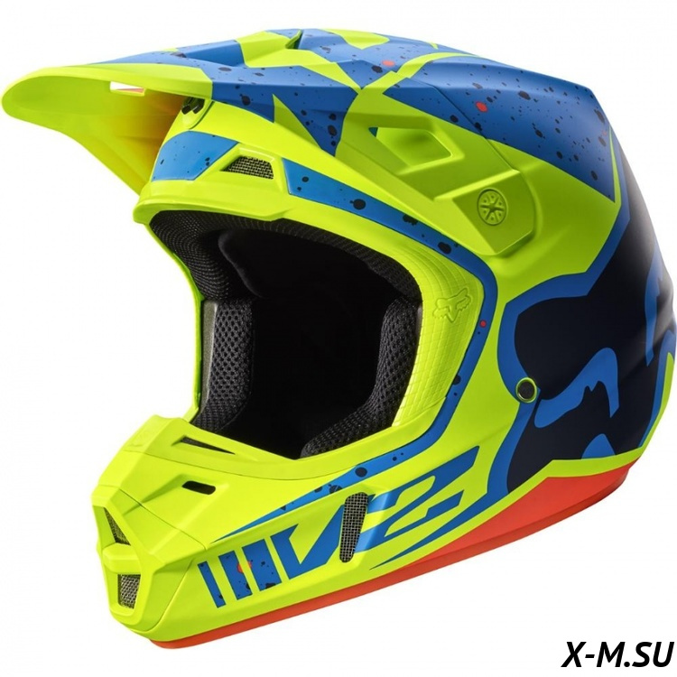 Мотошлем Fox V2 Nirv Helmet Yellow/Blue