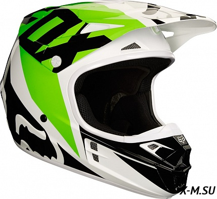 Мотошлем Fox V1 Race Helmet White/Black/Green